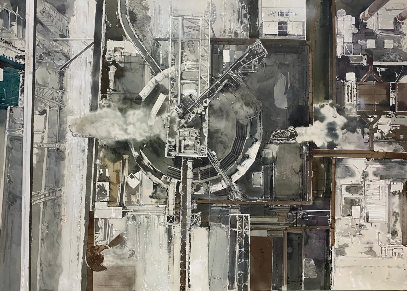 13.《大江大河》，纸本水彩，110x150cm，2019