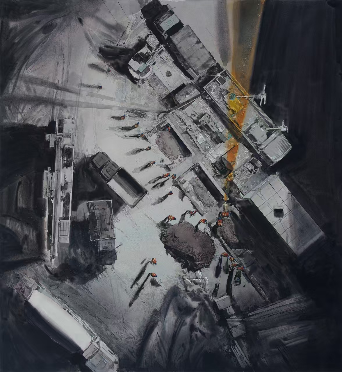 16.《一束暖光》，135x140cm，纸本水彩，2021