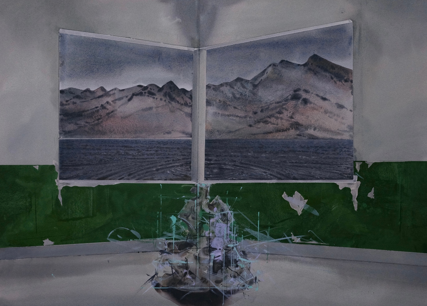 24.《山外山之二》，75 x105cm，纸本水彩，2022