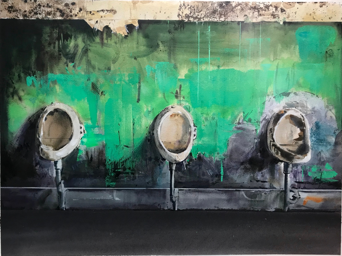 35.《三人行》纸本水彩 55cmx73cm 2018