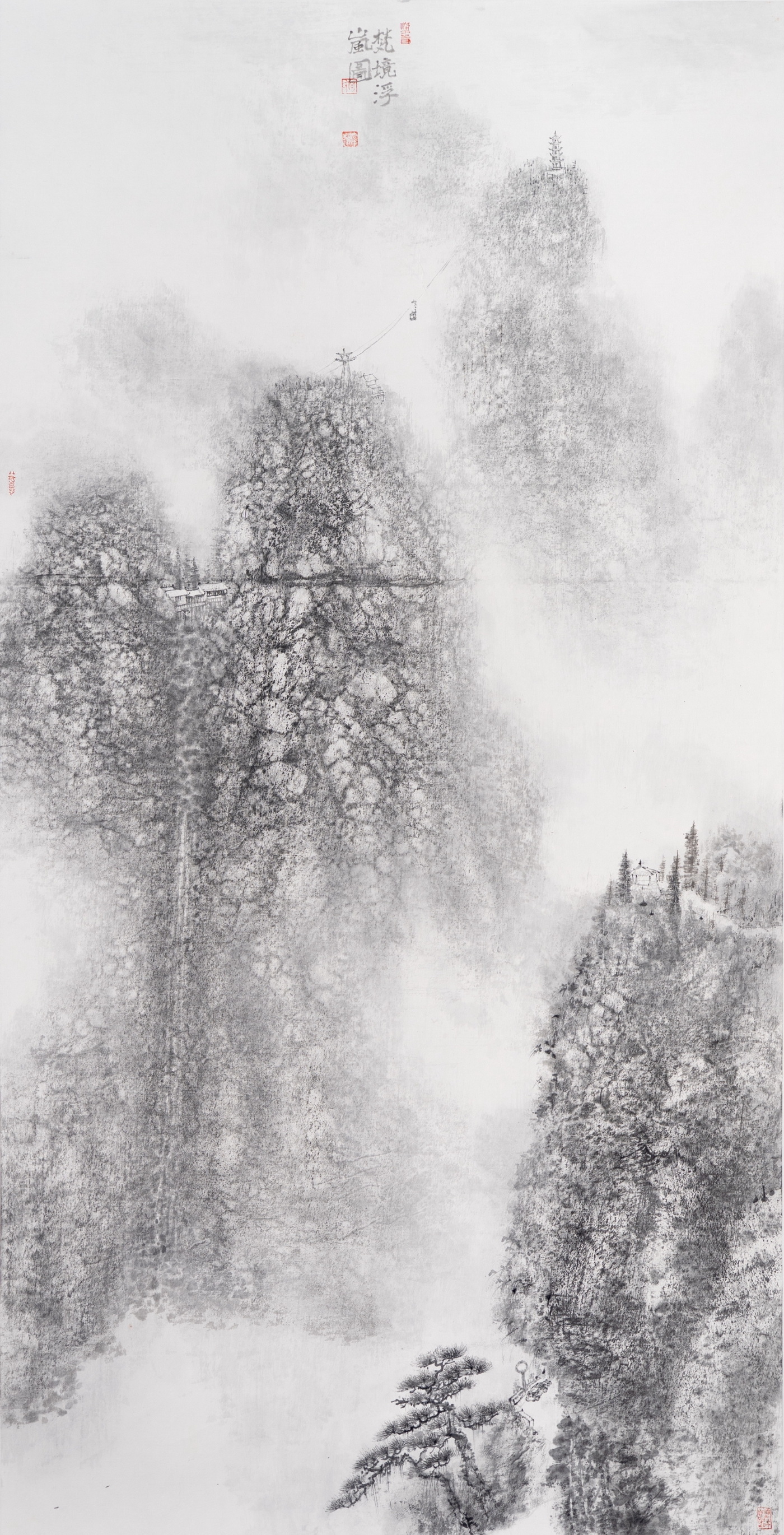 何清俊《梵境浮岚图》138cmx68cm 何清俊《梵境浮岚图》138cmx68cm