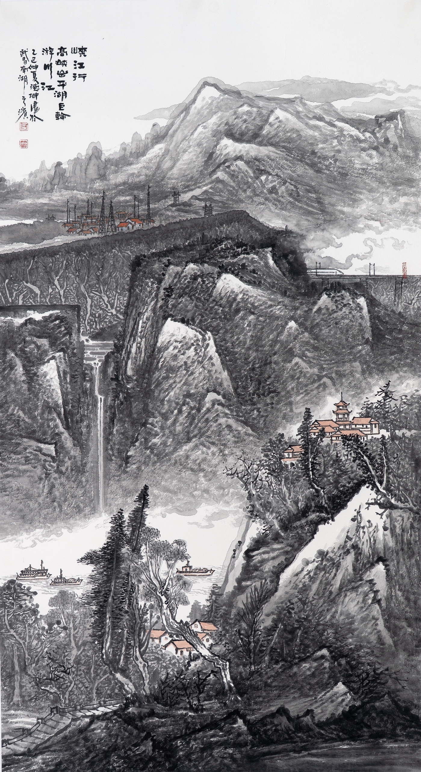 何德坤《峡江行》180cmx96cm 何德坤《峡江行》180cmx96cm