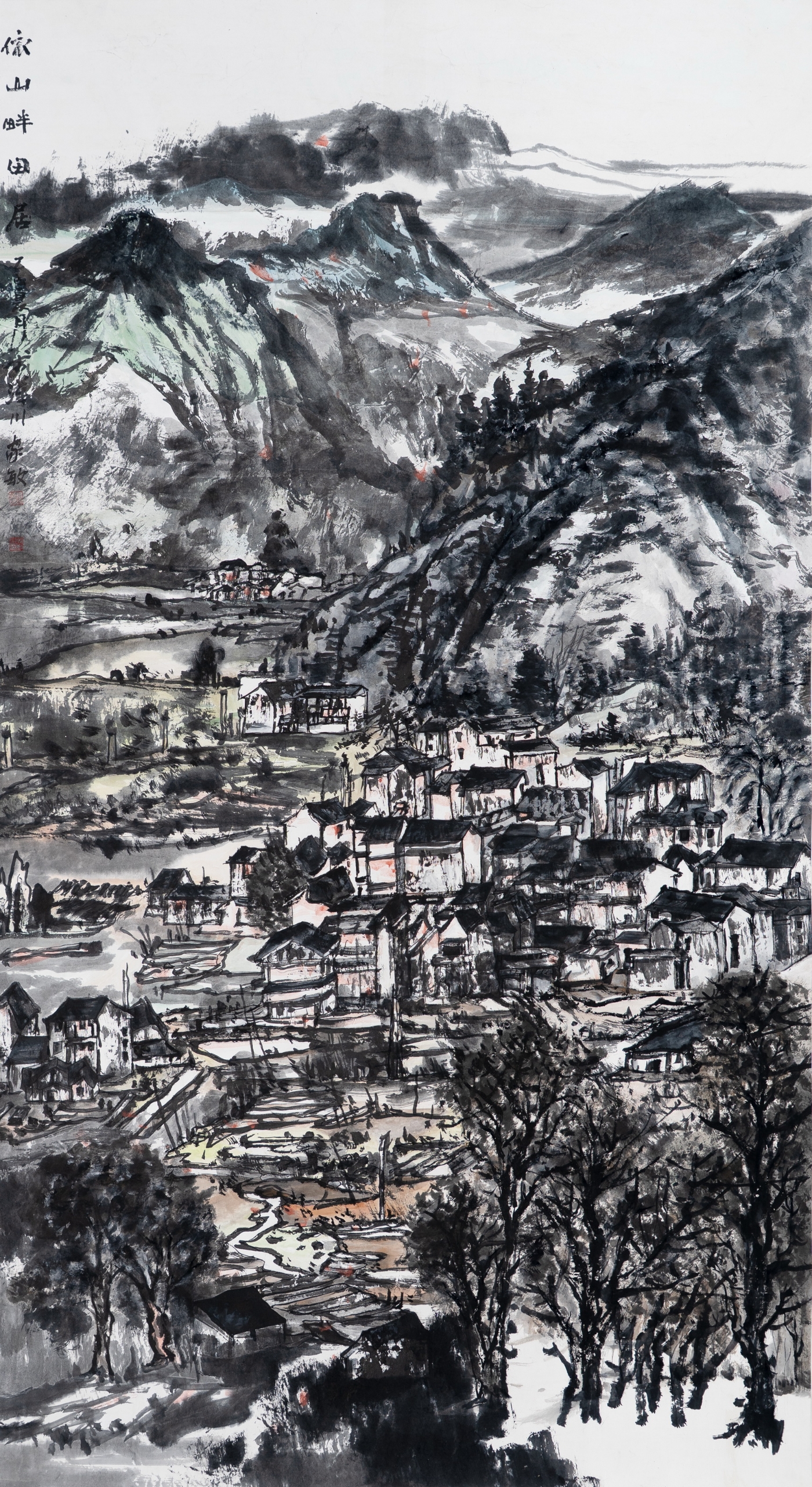 胡家敏《依山畔田居》180cmx96cm 胡家敏《依山畔田居》180cmx96cm