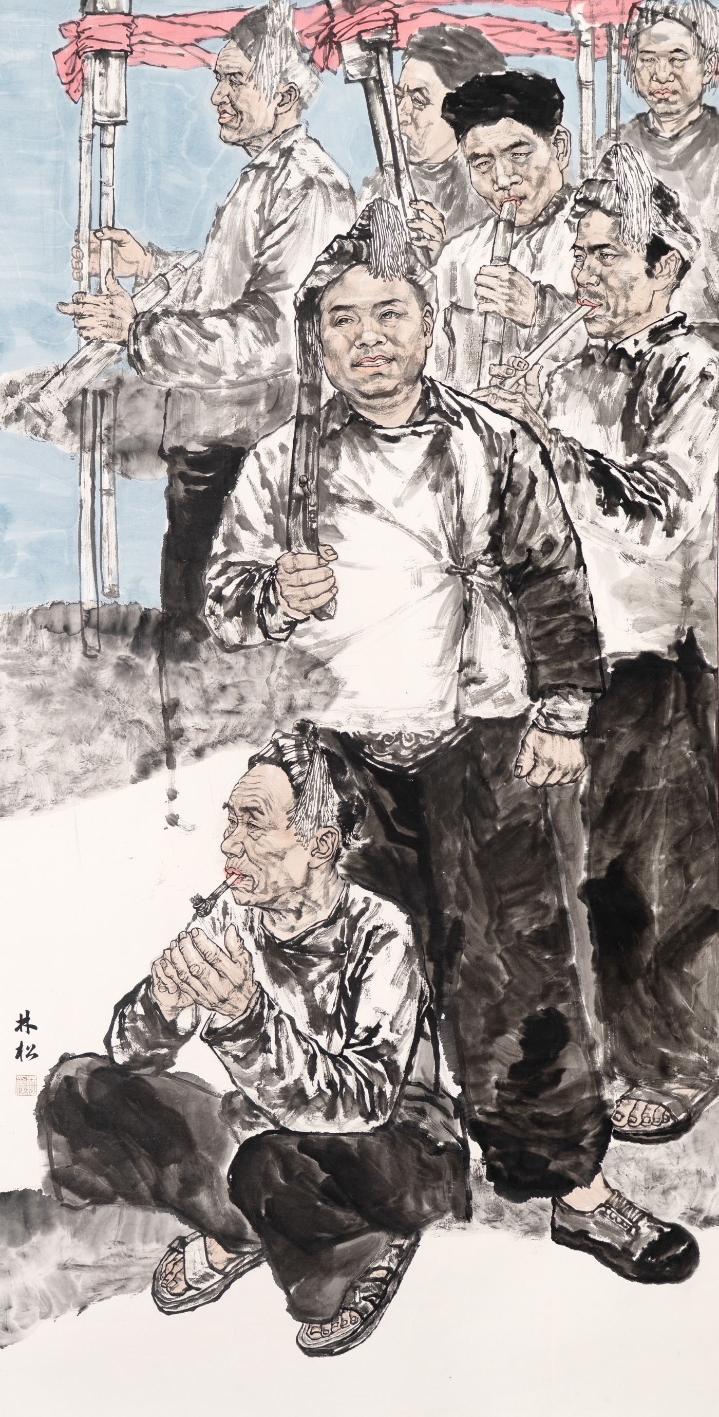 林松《清水江之岜沙情》180cmx96cm 林松《清水江之岜沙情》180cmx96cm