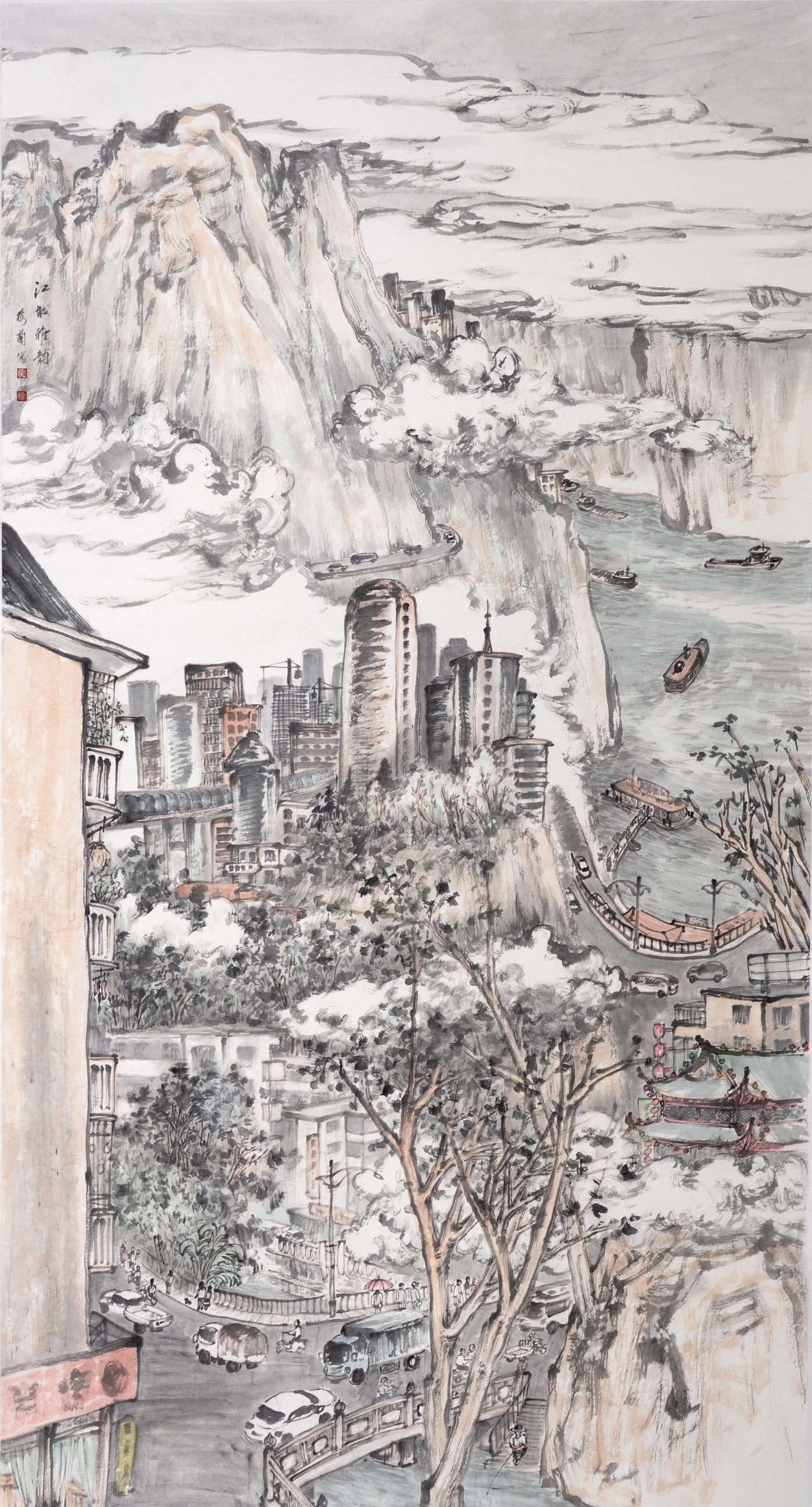 王梅兰《江城雅韵》180cmx96cm 王梅兰《江城雅韵》180cmx96cm