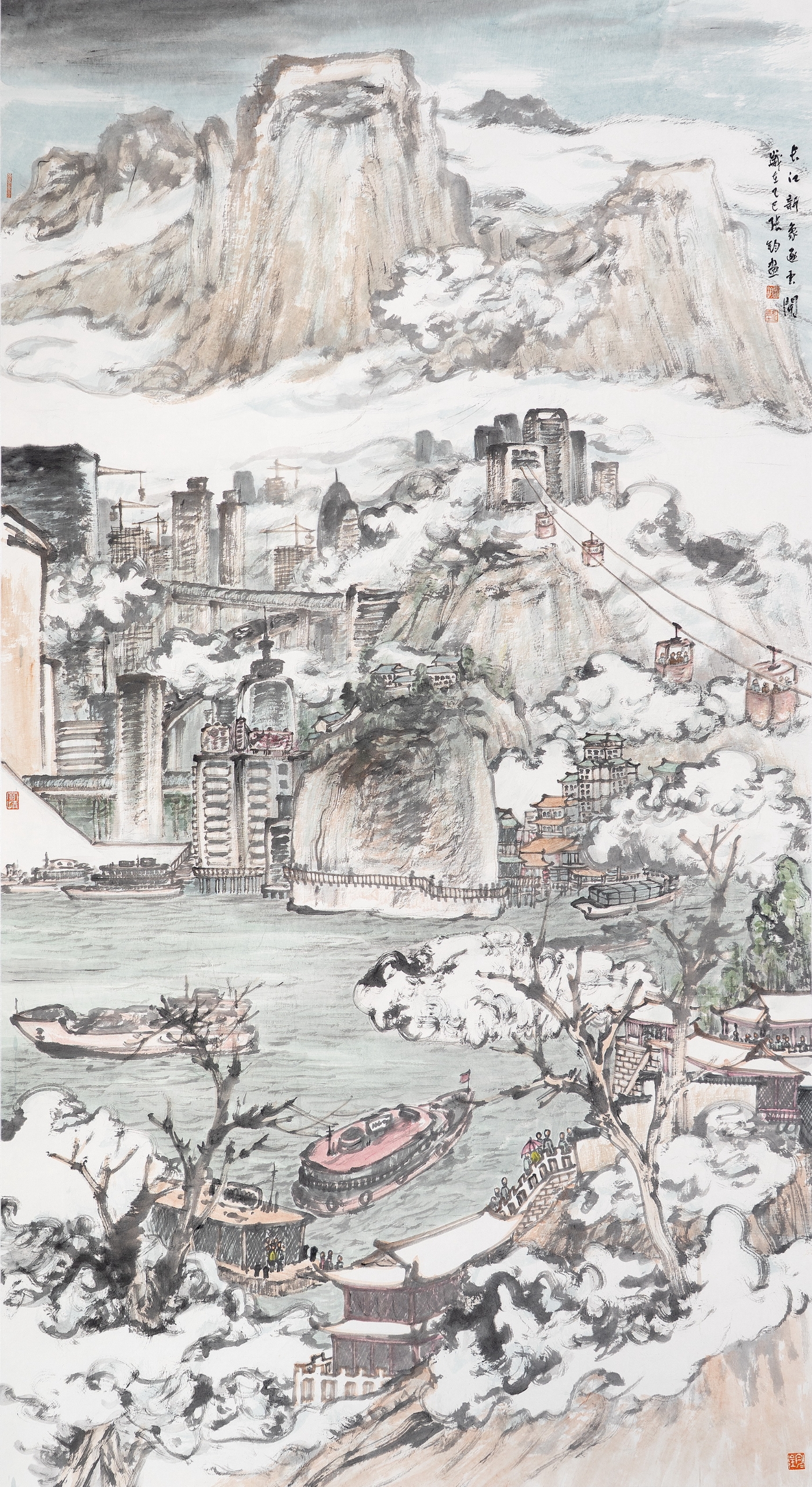 张钧《长江新象逐云开》180cmx96cm 张钧《长江新象逐云开》180cmx96cm