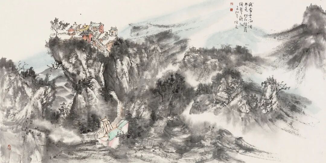 武当云海浩无边 松石烟霞锁翠癫 69cm×138cm 2025年.JPG