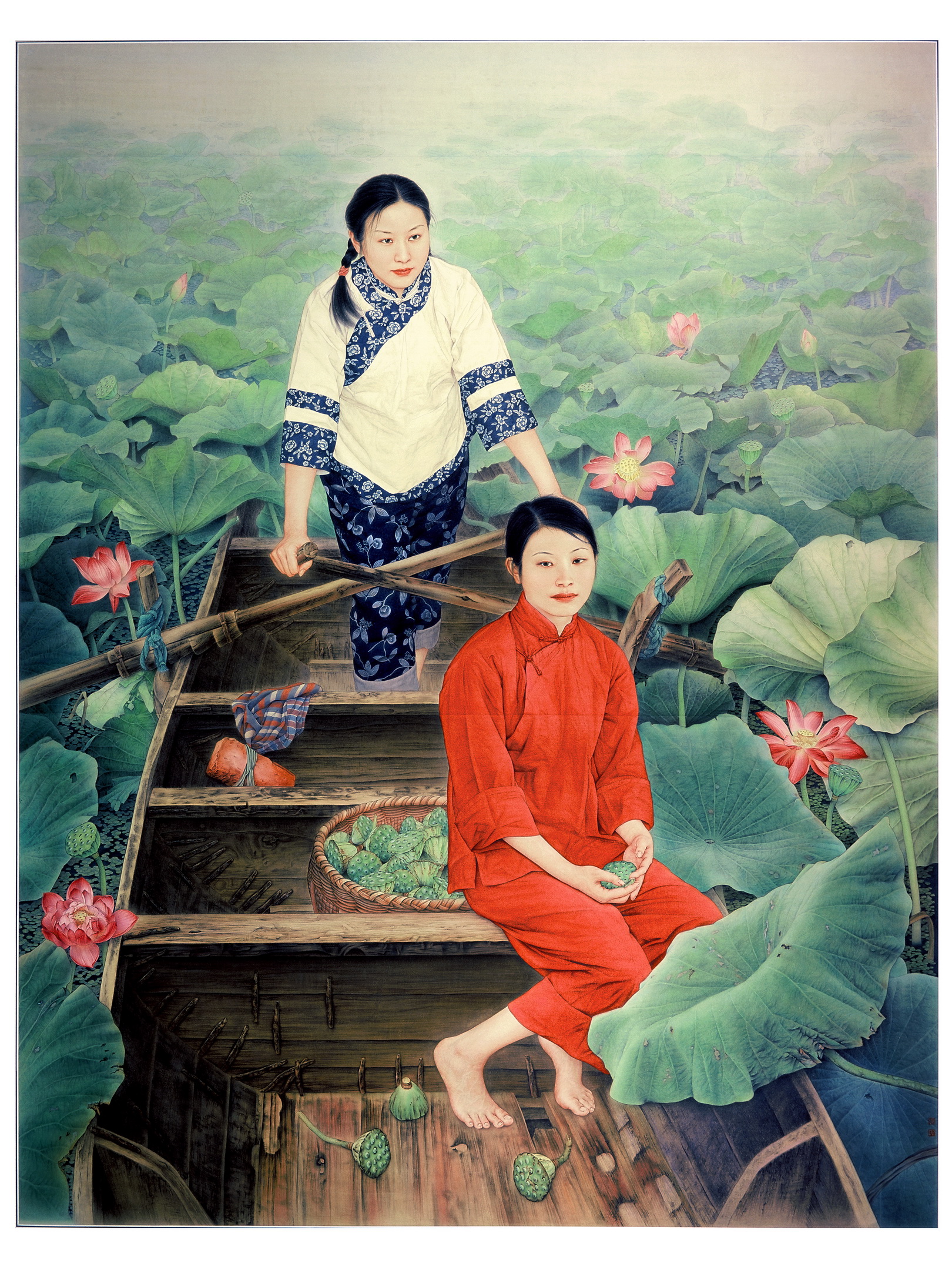 《红莲》工笔画 245cm×189cm 纸本 2009年
