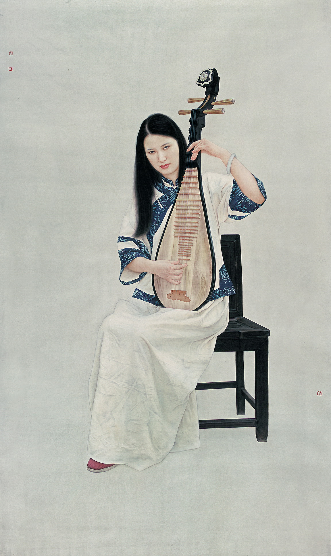 《清音》工笔画 130cm×219cm， 绢本， 2001年创作。