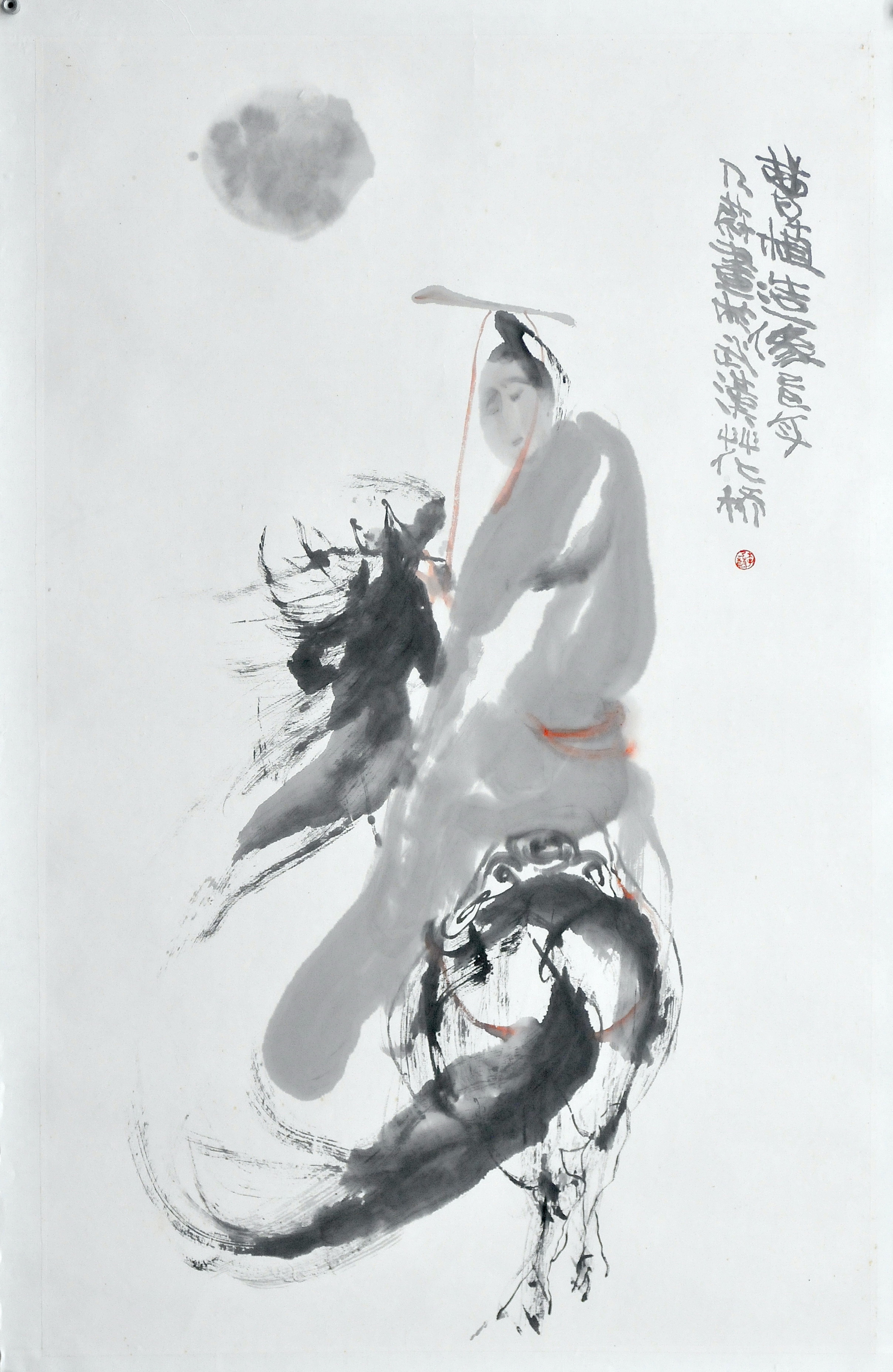 水墨画《曹植造像》80X50CM，纸本，1989年。