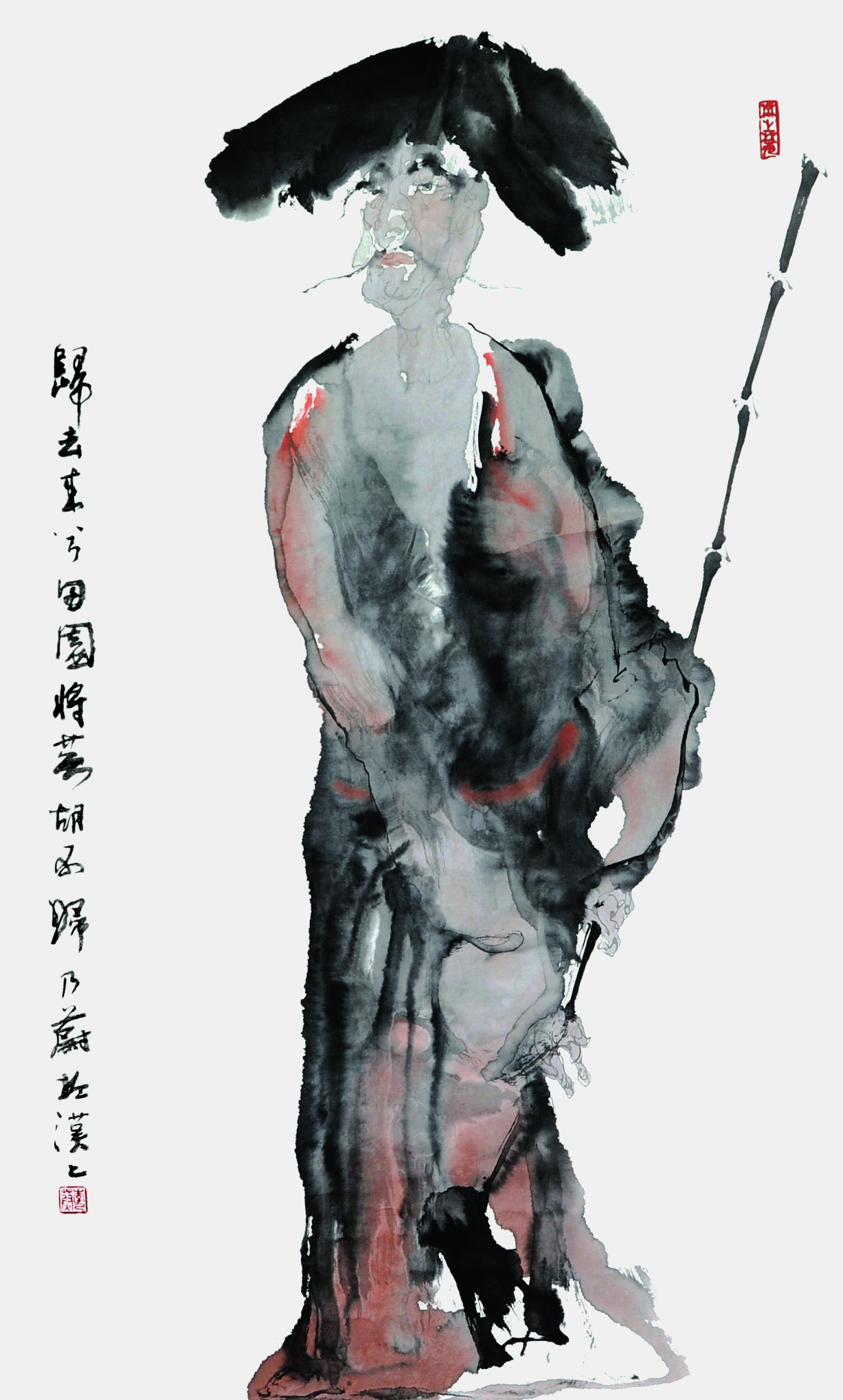水墨画《归去来兮》纸本，136X68CM，1990年。