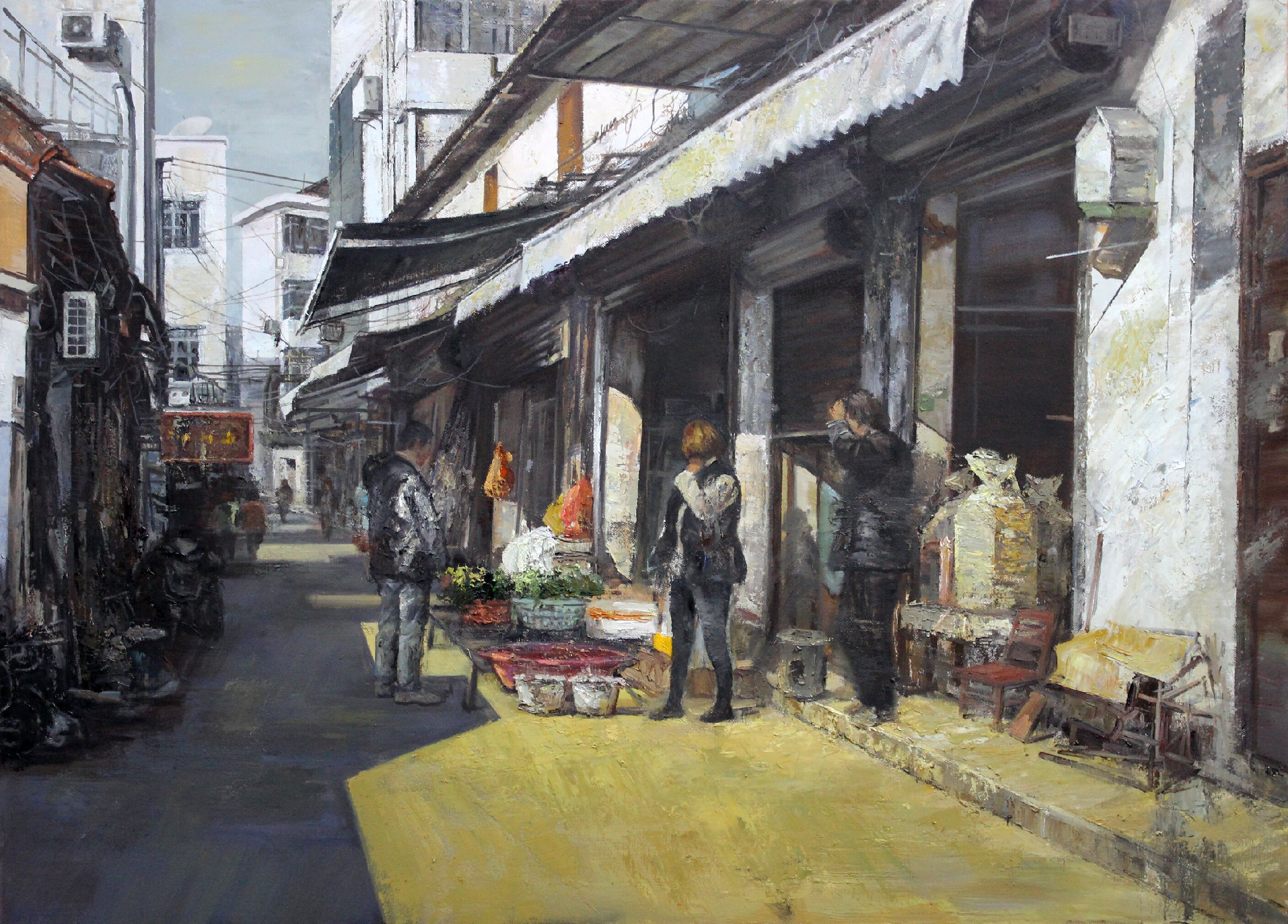 011张克慧+《老街集市》油画110X80