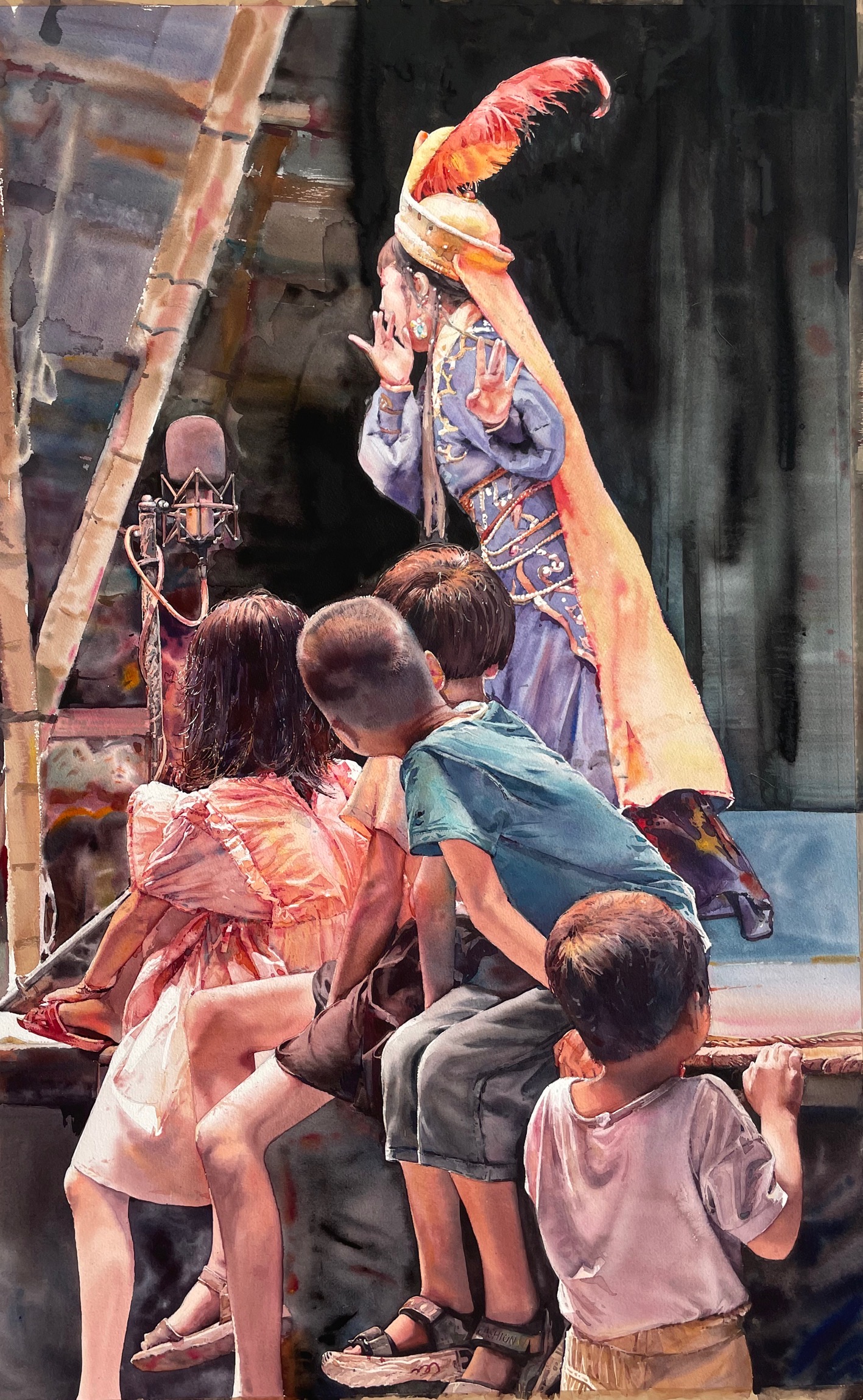 031曾繁琦 +《乡村舞台》+纸本水彩+107_71cm