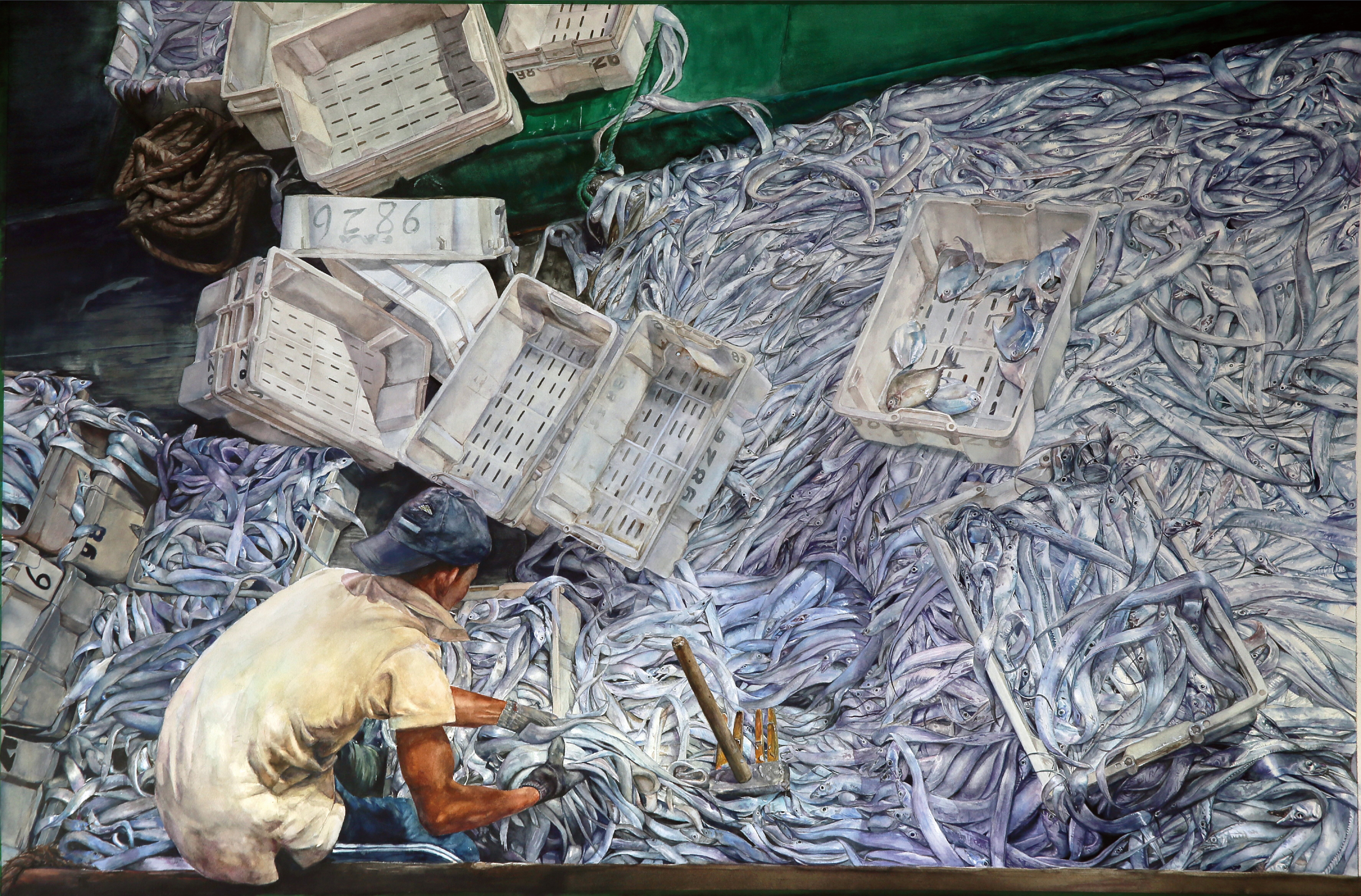 181金凡超 +作品《银潮无岸》+水彩颜料水彩纸+高：69.5cm、宽104.7cm+2025年